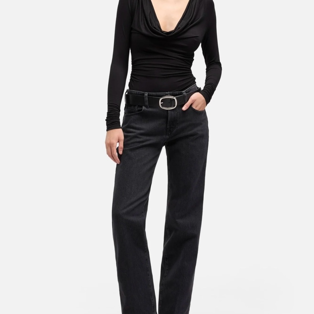 7 For All Mankind Women's Black Straight Leg Jeans